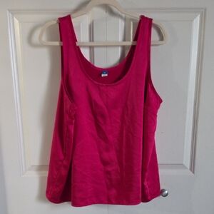 Old Navy Bright dark Pink satin Scoop Neck heavy material silky Tank Top